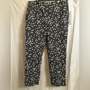 Peck & Peck Rayon/spandex Black Pinstripe Pants with White Polka Dot Print